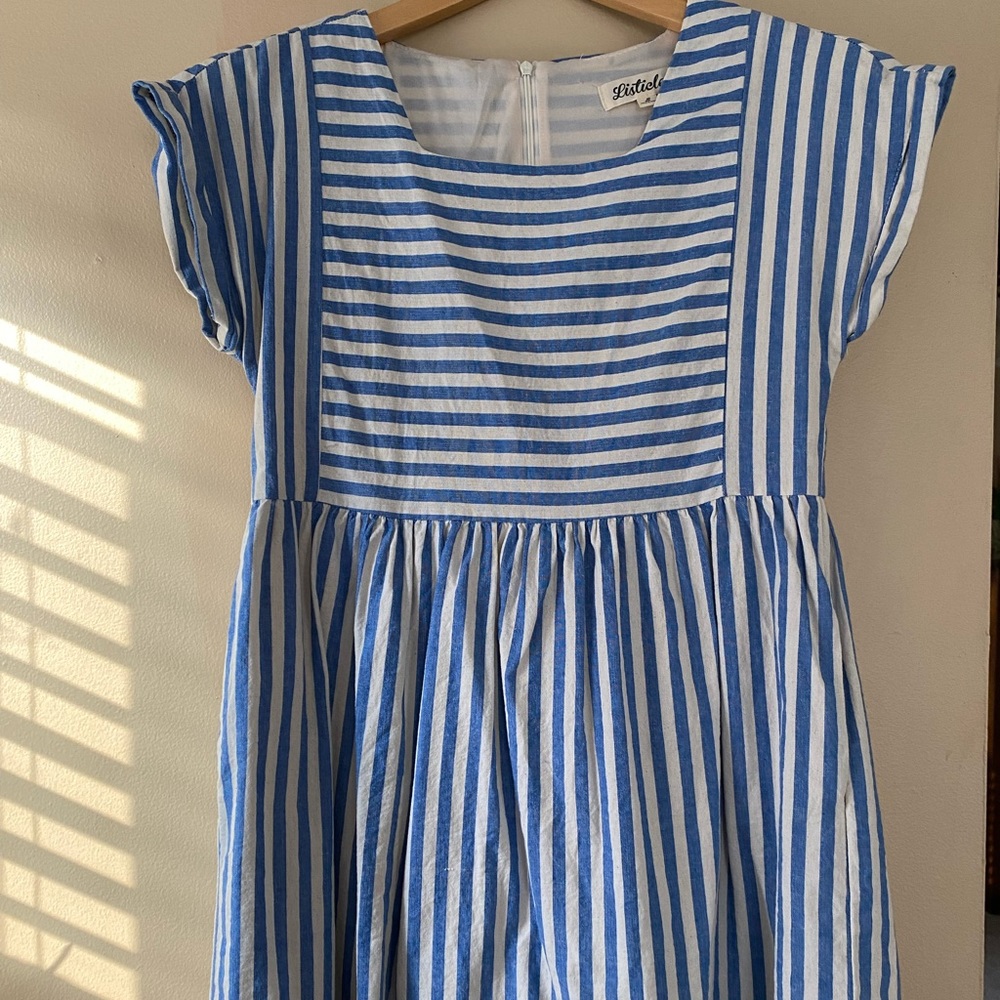 Blue pin stripe dress with pockets